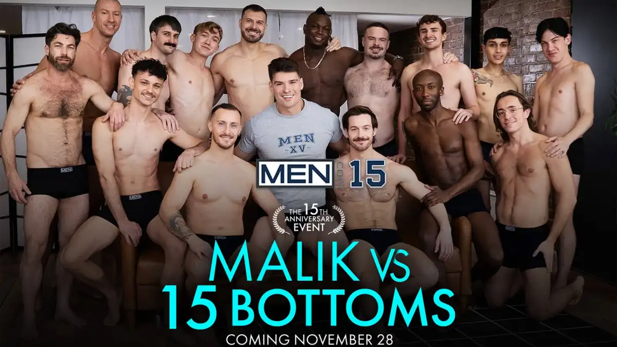 Malik Delgaty Stars in Men.com's 15th Anniversary Orgy Scene
